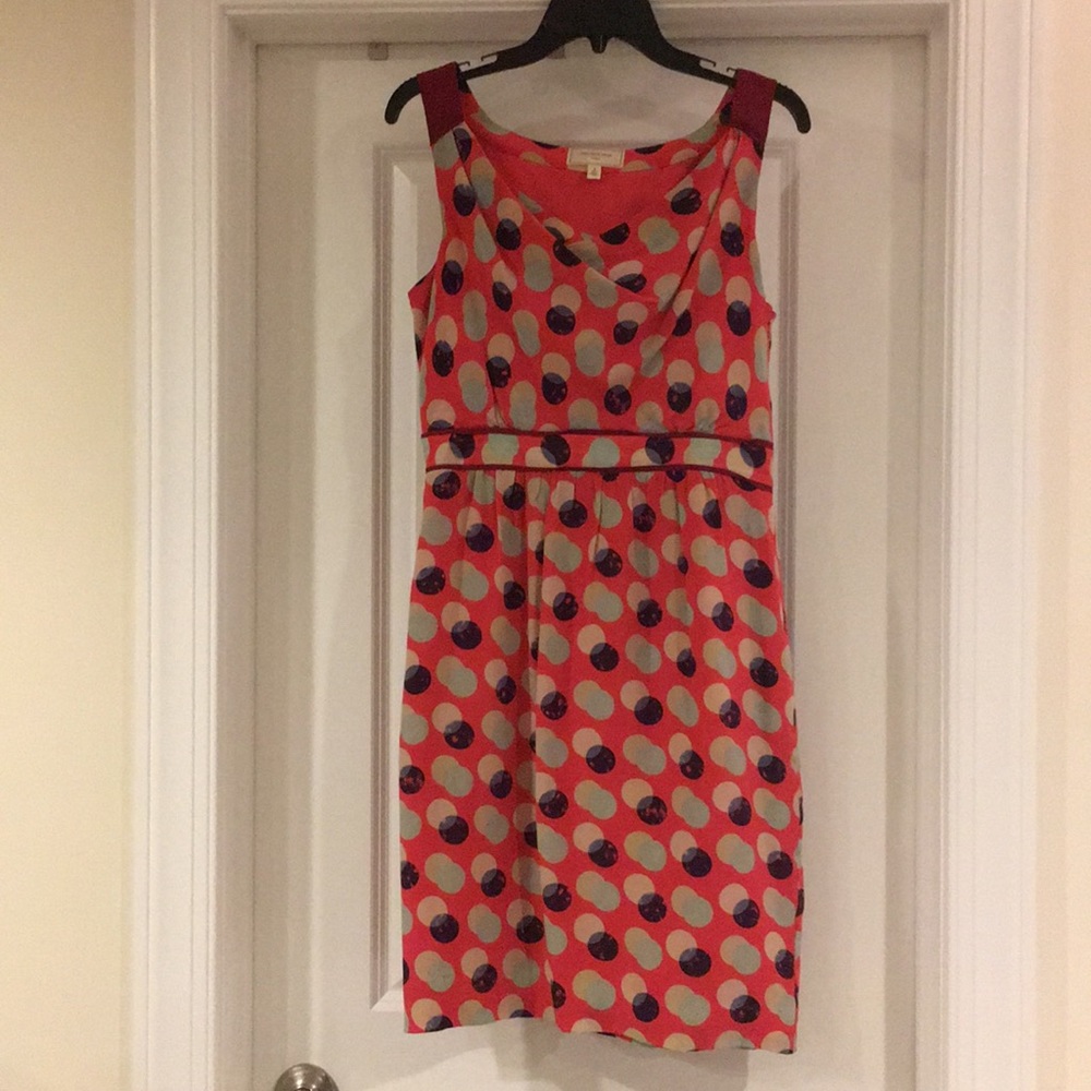 Red polka dot silk dress